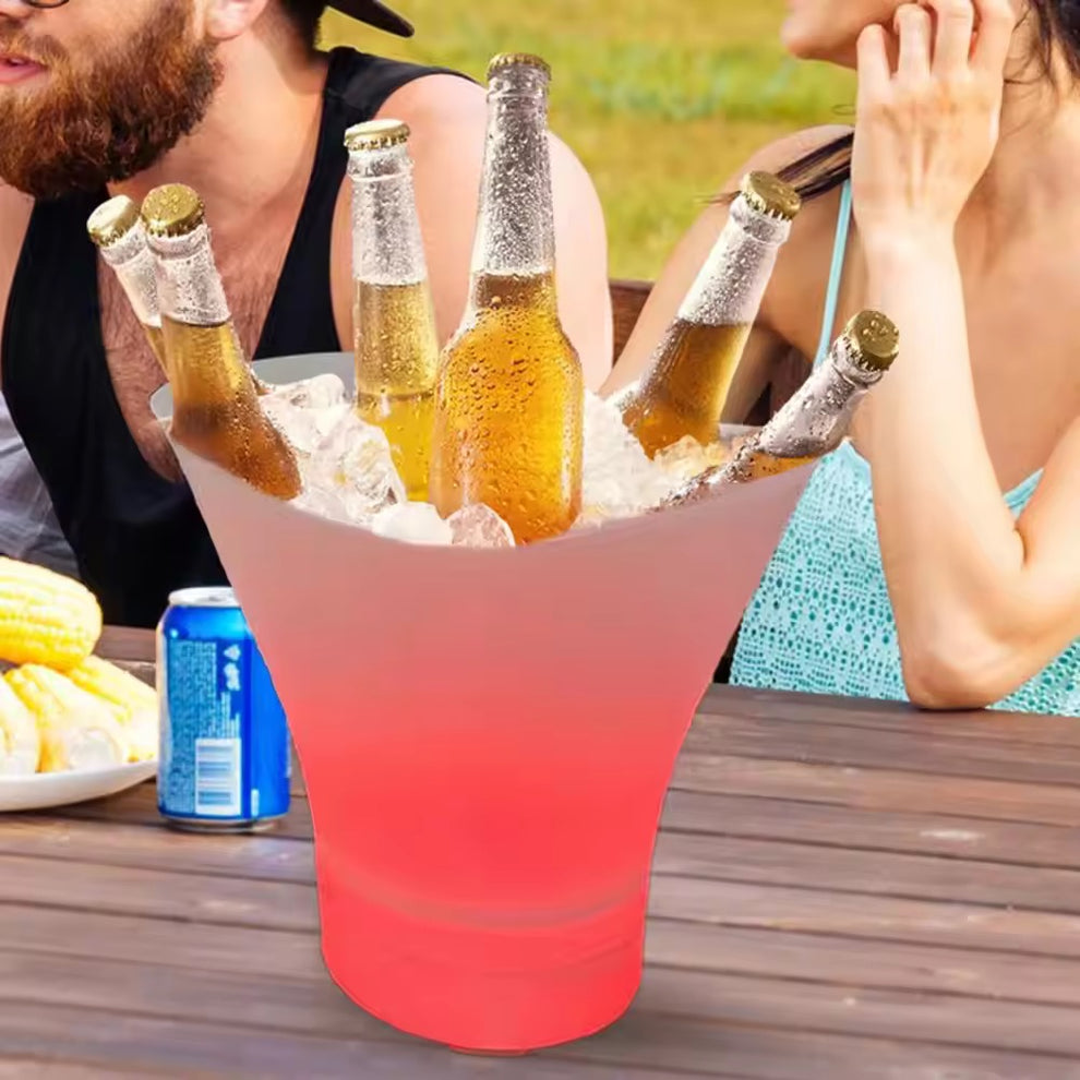 Cubeta de Hielo Hielera Parlante Luminosa Led Recargable 5L