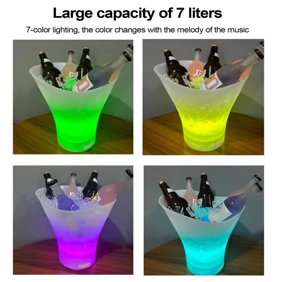 Cubeta de Hielo Hielera Parlante Luminosa Led Recargable 5L