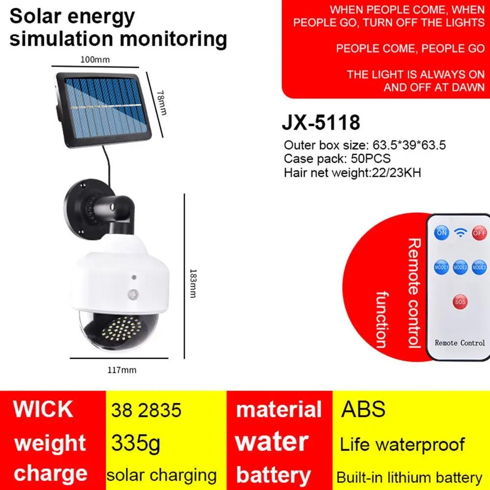 Simulador cámara Solar Luz Led Sensor de Movimiento JX-5118