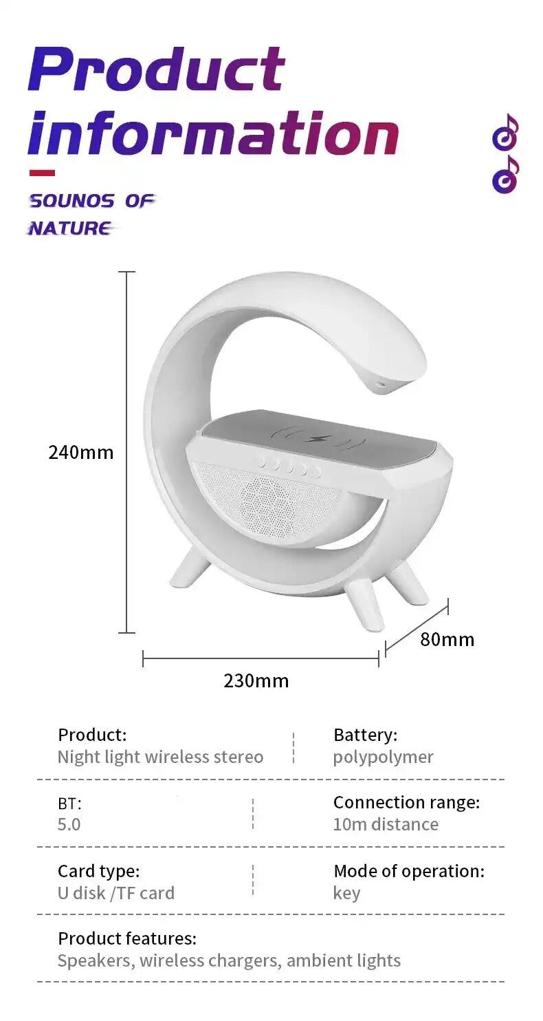 Lámpara Parlante G Cargador 3 en 1 Bluetooth