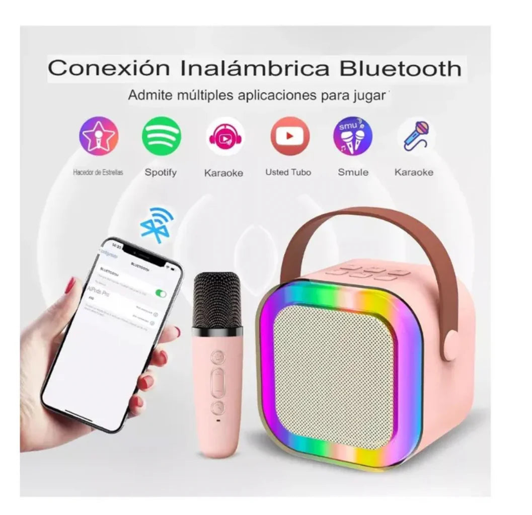 Mini Parlante con Micrófono Karaoke Bluetooth Inalámbrico