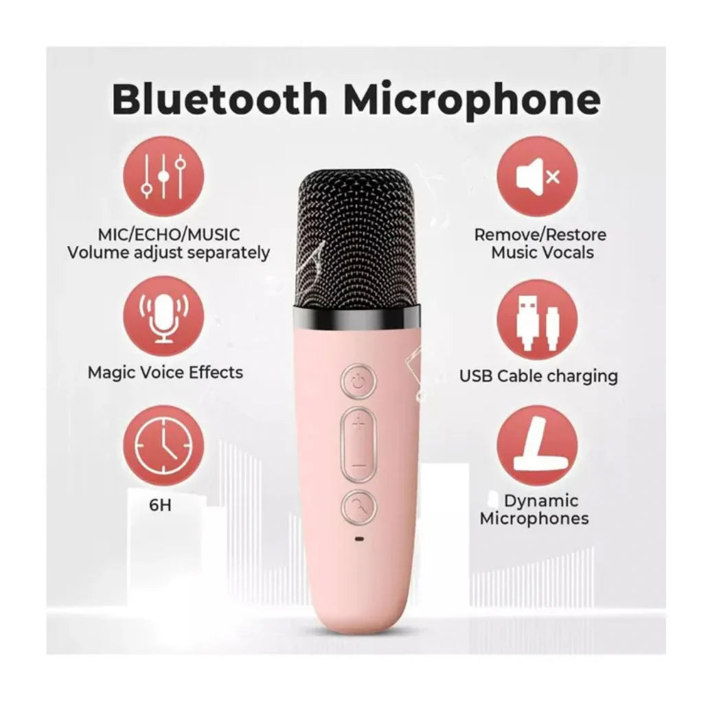 Mini Parlante con Micrófono Karaoke Bluetooth Inalámbrico