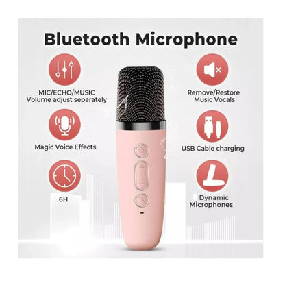 Mini Parlante con Micrófono Karaoke Bluetooth Inalámbrico
