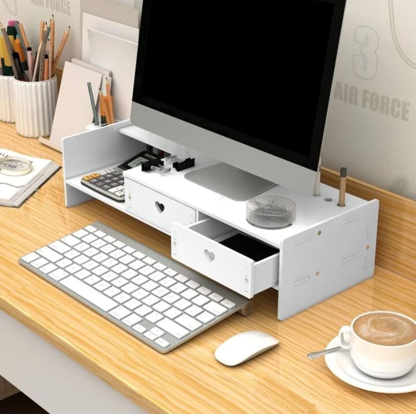 Organizador De Escritorio MDF Solo Blanco