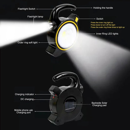 Foco Reflector Linterna Solar Recargable JY-819
