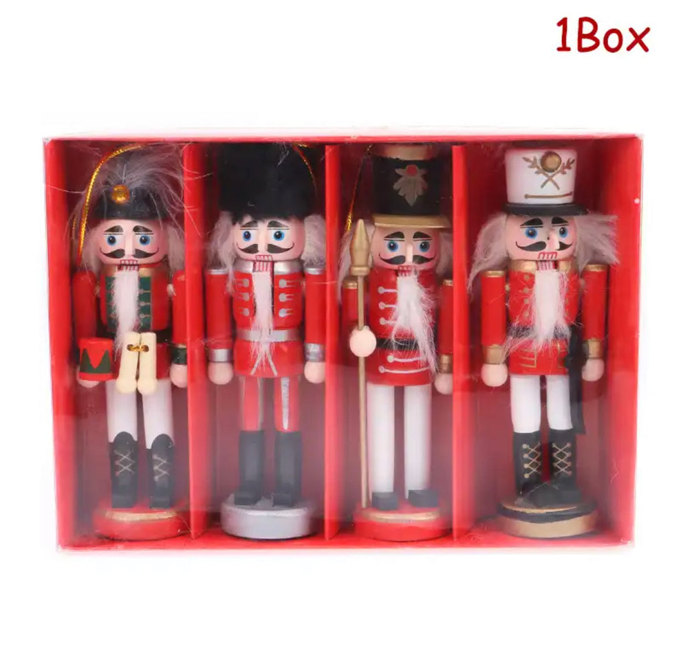 Set 4 Soldado Cascanueces Navideño Adorno Navidad 13cm COD 001