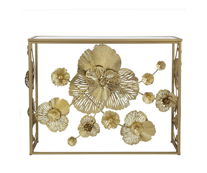 Mesa De Arrimo Dorado Calidad Premium Con Cubierta De Vidrio