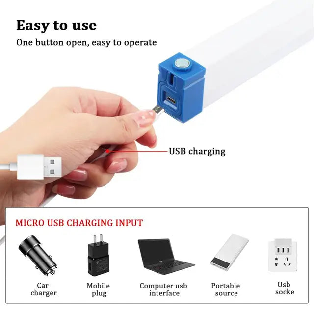 Luz Tubo Led Magnética Recargable Solar ☀️ 15 / 30 / 50 / 70 cm
