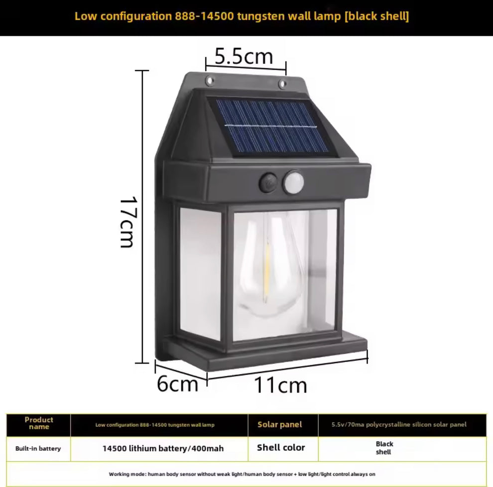 Lámpara Jardín Pared Solar Inteligente 888 | 1, 2, 3 ampolletas