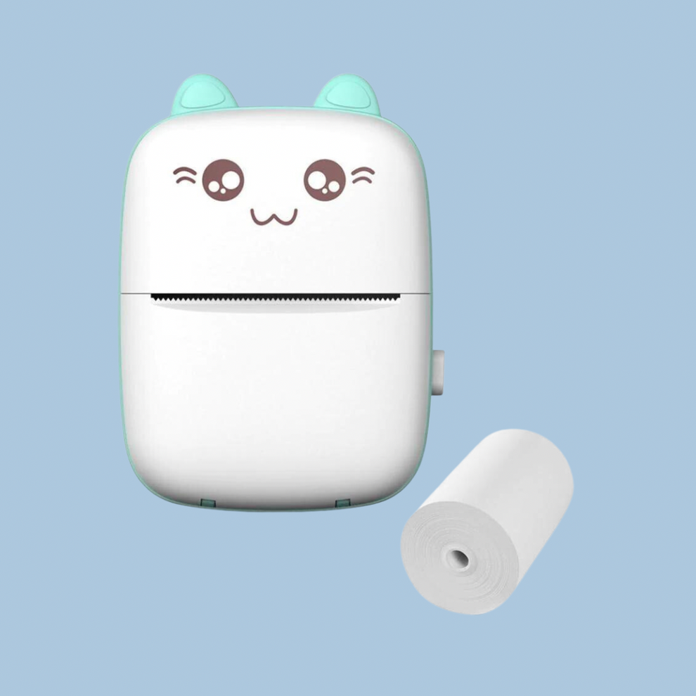 Impresora Térmica Kawaii Gatito / CELESTE - ROSA + 5 ROLLOS REPUESTO