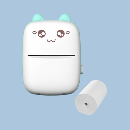 Impresora Térmica Kawaii Gatito / CELESTE - ROSA + 5 ROLLOS REPUESTO