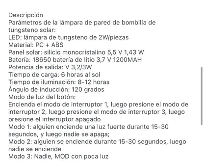 Lámpara Jardín Pared Solar Inteligente 888 | 1, 2, 3 ampolletas