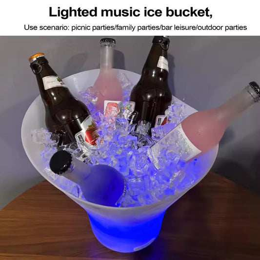 Cubeta de Hielo Hielera Parlante Luminosa Led Recargable 7L