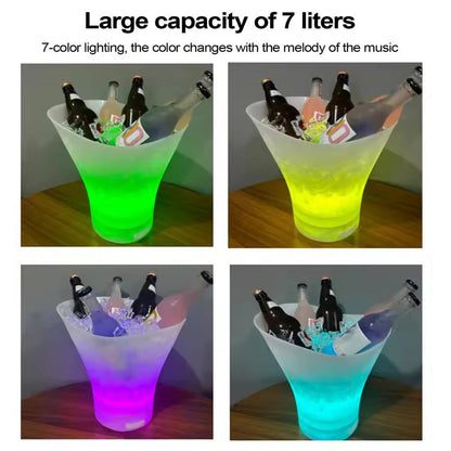 Cubeta de Hielo Hielera Parlante Luminosa Led Recargable 5L