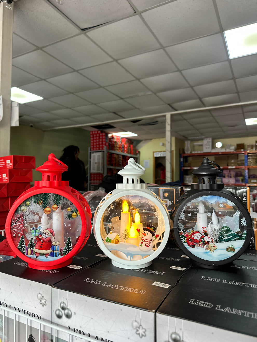 Lámpara Farol Premium Adorno Vidrio Grande Navidad