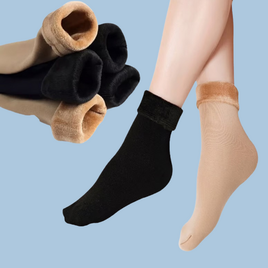 Docena Calceta Térmica Polar Cálidos Beige / Negro Surtido