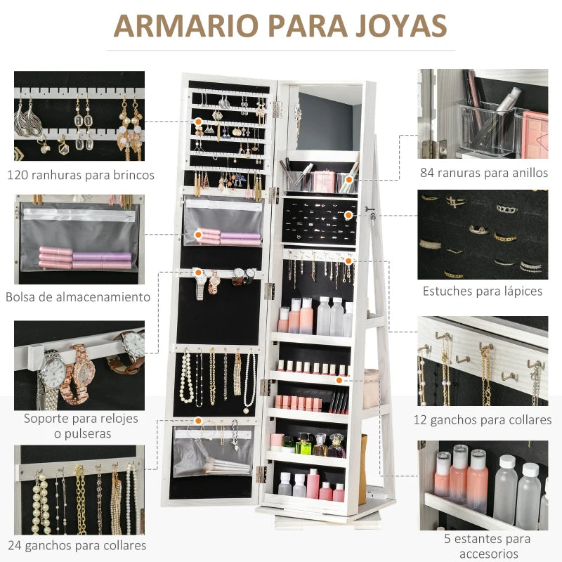 Joyero Espejo Pie Organizador 360°