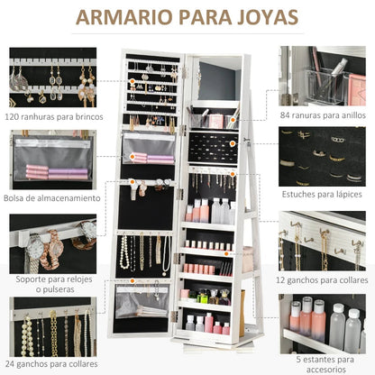 Joyero Espejo Pie Organizador 360°