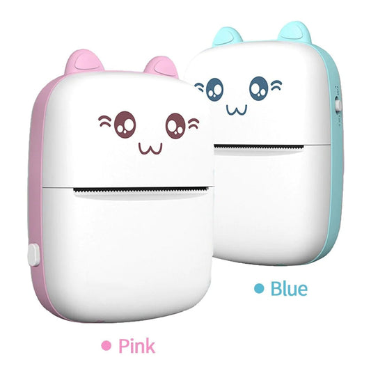 Impresora Térmica Kawaii Gatito / CELESTE - ROSA + 5 ROLLOS REPUESTO