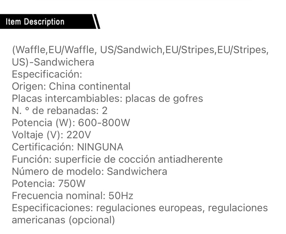 Máquina para Waffles Cuadrada Wafflera