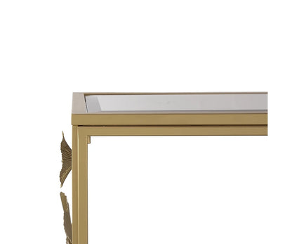 Mesa De Arrimo Dorado Calidad Premium Con Cubierta De Vidrio