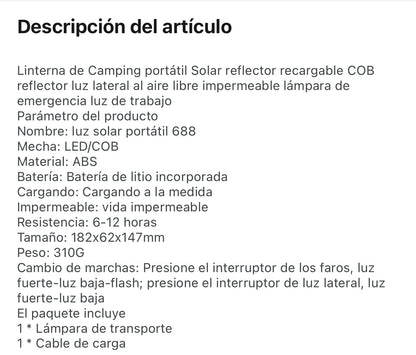 Lámpara Linterna Búsqueda Solar BK688